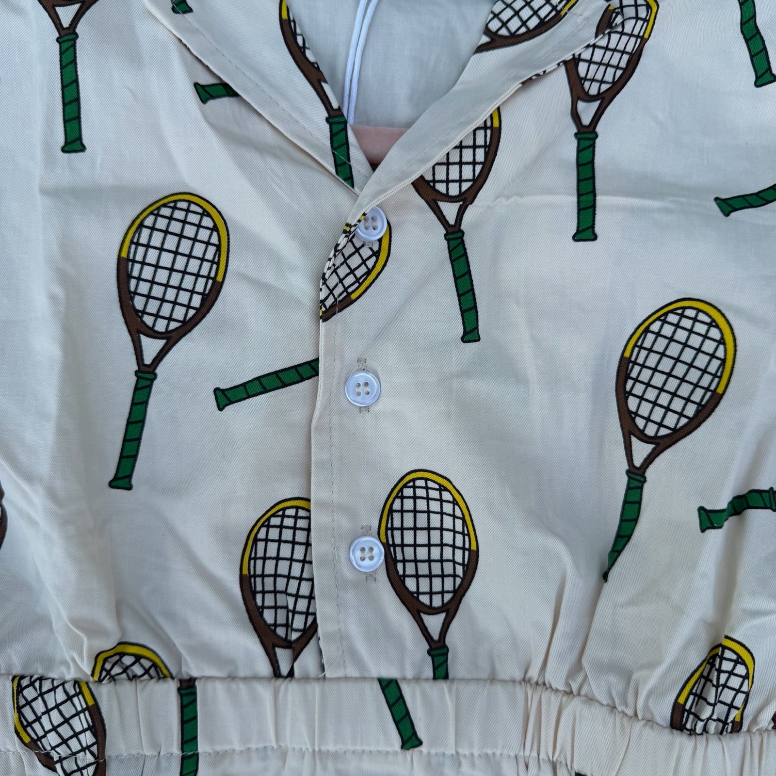 Nwt Mini Rodini Tennis Racket Shirt Dress 8-9y Cream Organic Cotton Tunic Girls — image 6 of 8